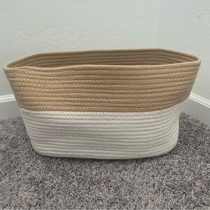 Tan and cream woven basket home goods new 100% cotton with handles